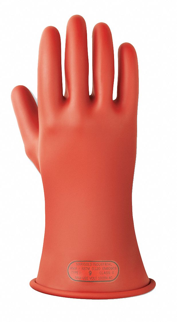 ANSELL Electrical Insulating Gloves, Voltage Class Class 0, Red, 1000V
