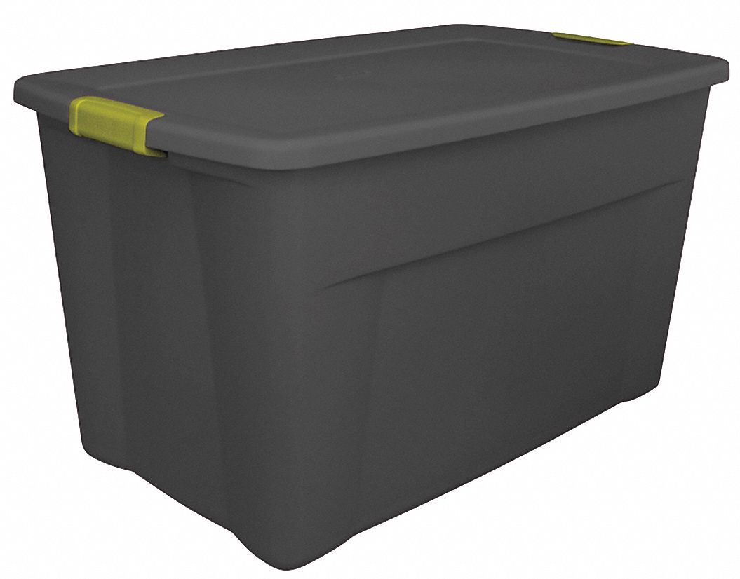 Sterilite Storage Tote, Color Gray/Green, Outside Height 185/8