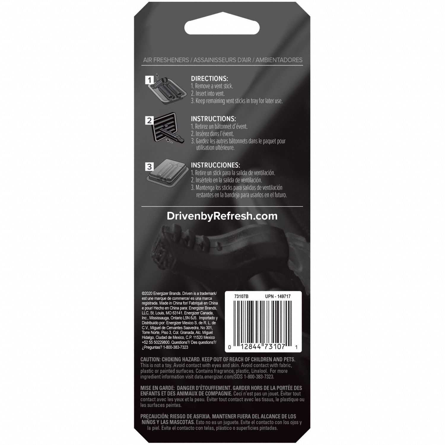REFRESH Black Out Scented Air Freshener Stick, Black, 1 EA 52JM29