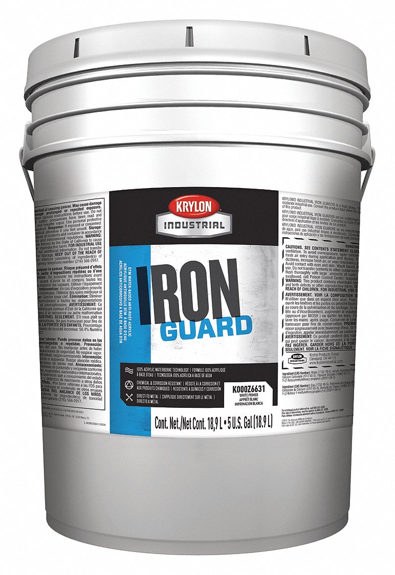 KRYLON Gloss Interior/Exterior Paint, Water Base, White, 5 gal 3WAX1