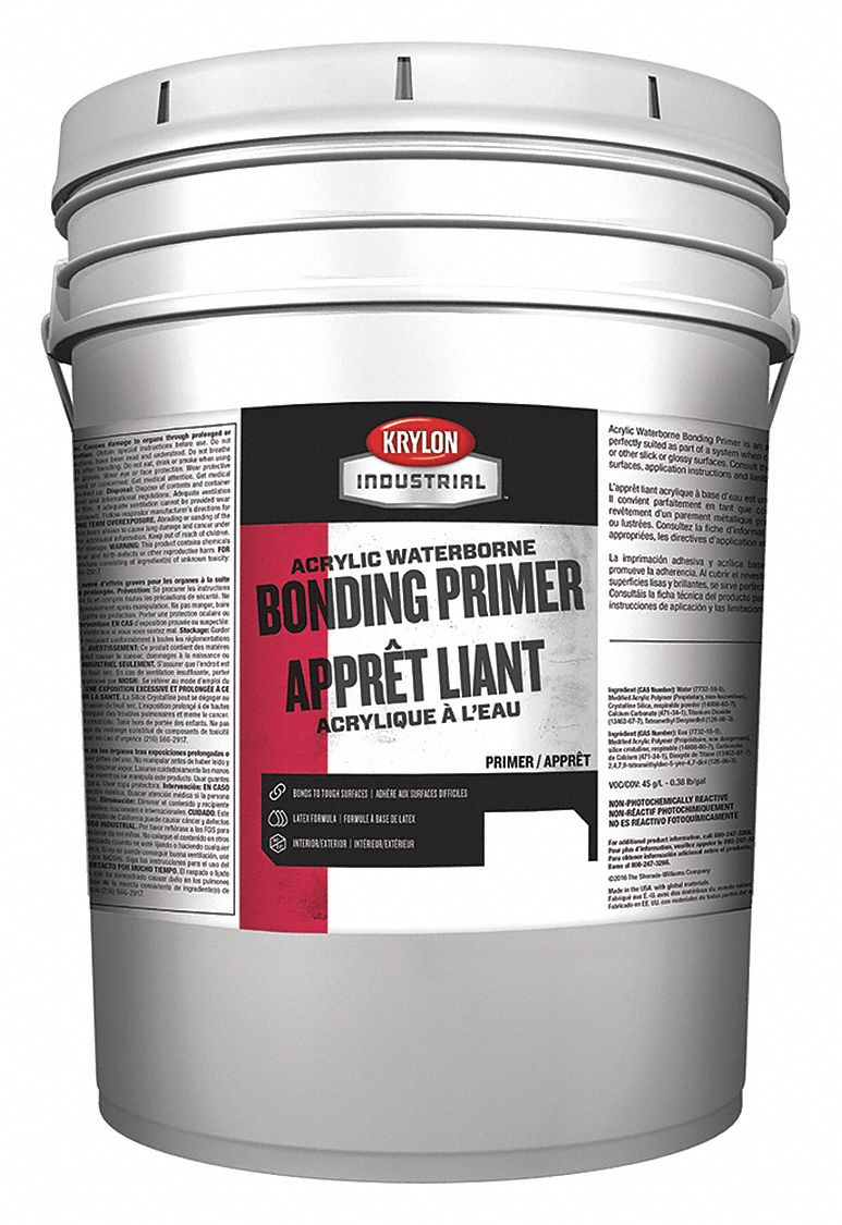 KRYLON INDUSTRIAL Primer White, 5 gal Size, 135 to 335 sq ft/gal Coverage, Acrylic Enamel Resin
