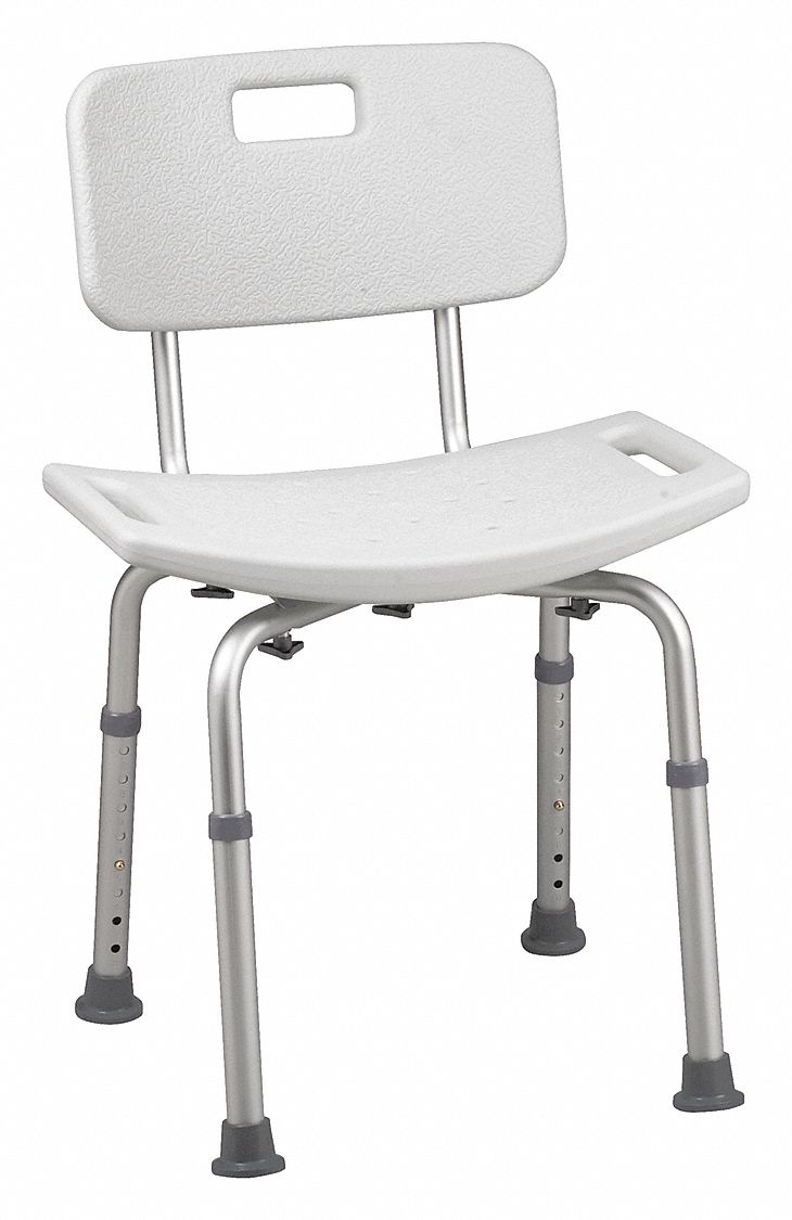 HEALTHSMART Length 20 in, Contoured, Aluminum, Plastic, Bath Seat