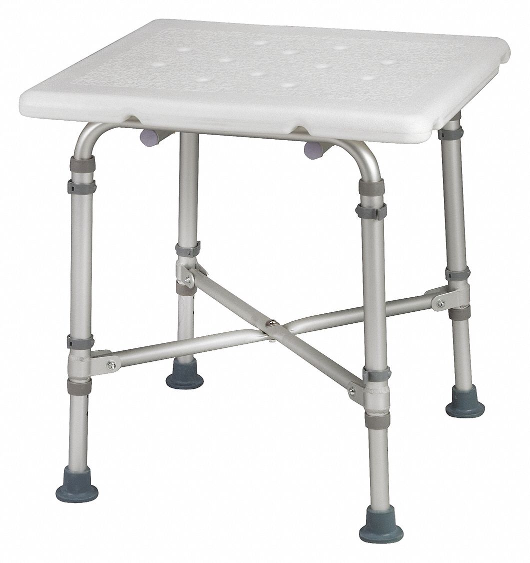 HEALTHSMART Length 21", Smooth, Aluminum, Plastic, Tub and Shower Seat