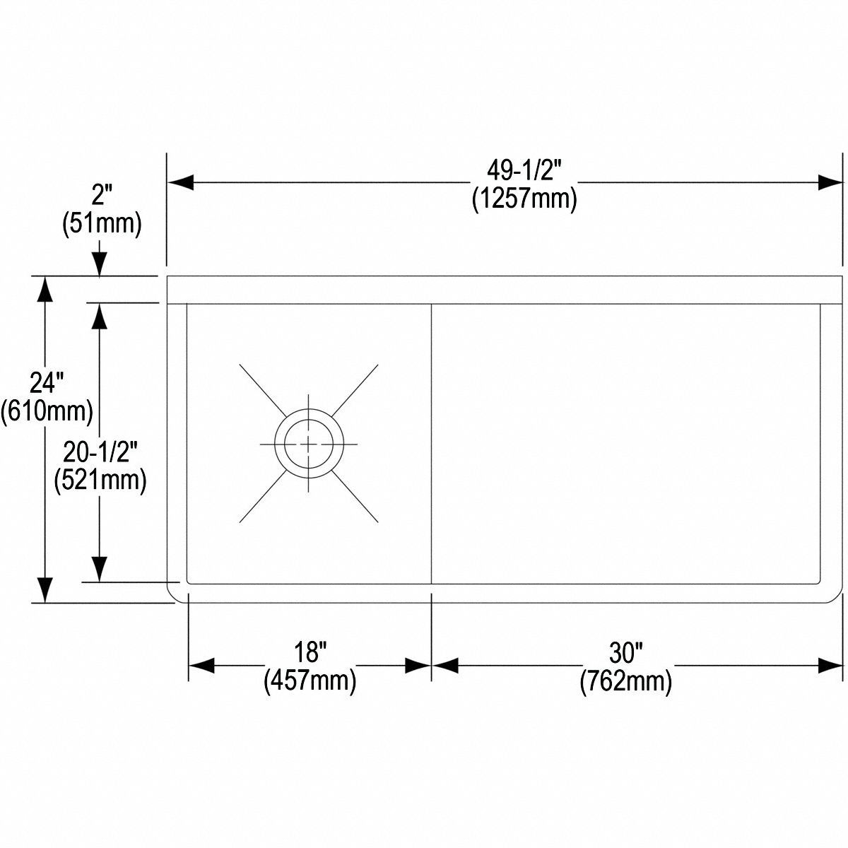 ELKAY Service Sink 8 in, Elkay, Stainless Steel, Silver, 18 in x 20 1/