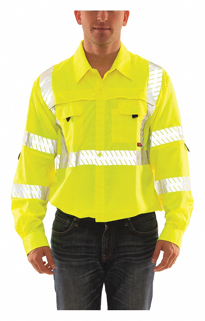 TINGLEY HiVisibility Green/Yellow Polyester Work Shirt, Size S, ANSI