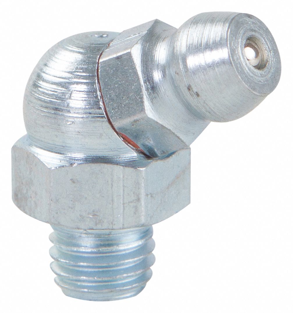 WESTWARD Standard, Grease Fitting, 1/4"28, SAELT, 65.0 °, ZincPlated