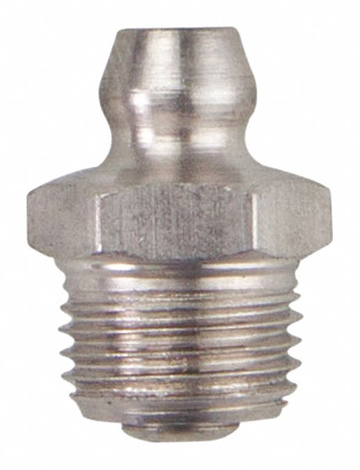 WESTWARD Standard Grease Fitting, 1/8"27 PTF, Straight, Unfinished Stainless Steel, PK 10