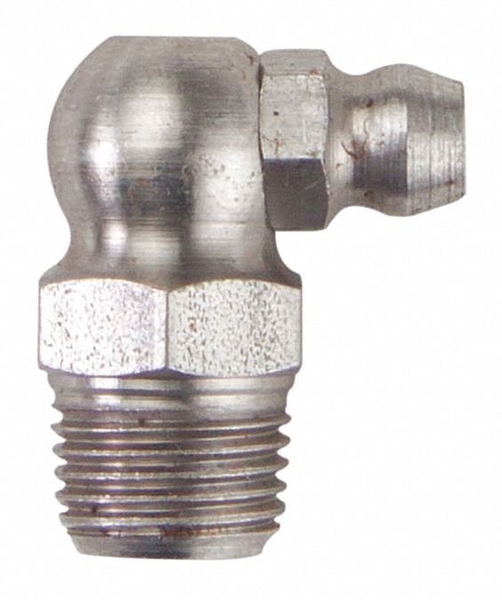 WESTWARD Standard Grease Fitting, 1/8"27 PTF, 90.0 °, Unfinished Stainless Steel, PK 10