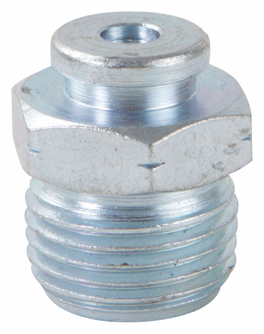WESTWARD 1/2"14PTF Straight Head Angle, Button Head Grease Fitting