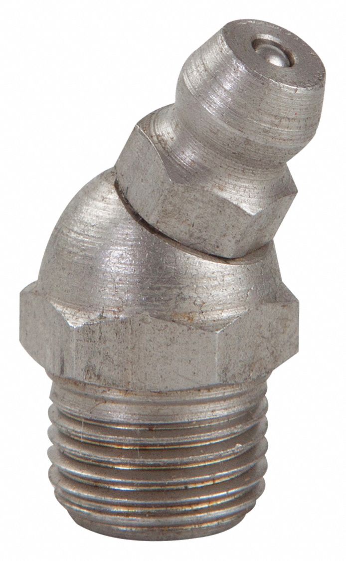 WESTWARD Standard Grease Fitting, 1/8"27 PTF, 30.0 °, Unfinished Stainless Steel, PK 10