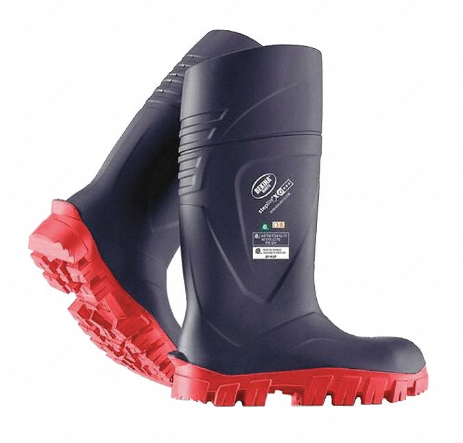 BEKINA MEN'S BOOTS, SZ 10, TOE, NAVY/RED, CSA, WATERPROOF