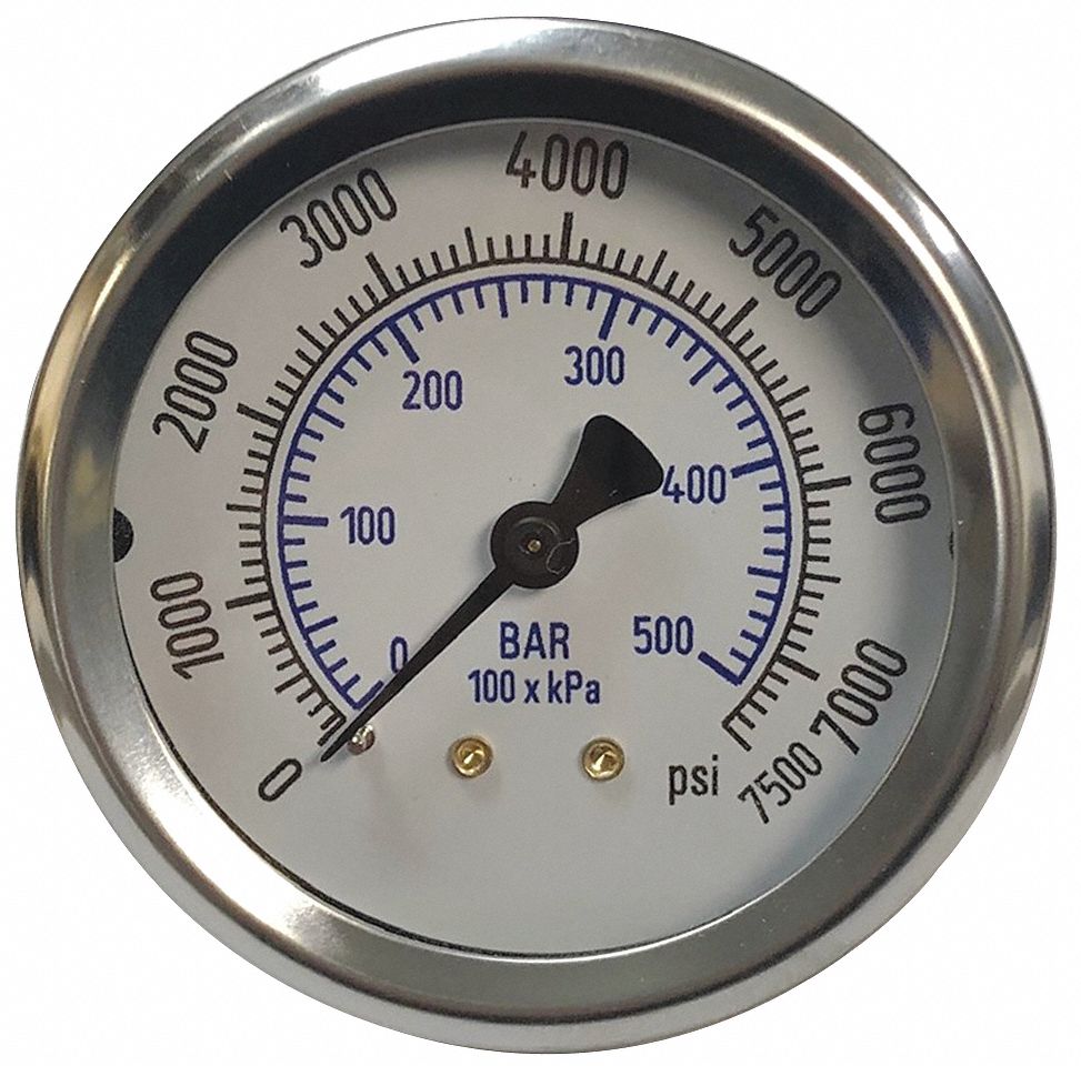 THUEMLING Pressure Gauge, 0 to 7500 psi Range, 1/4 in MNPT, +/1.50
