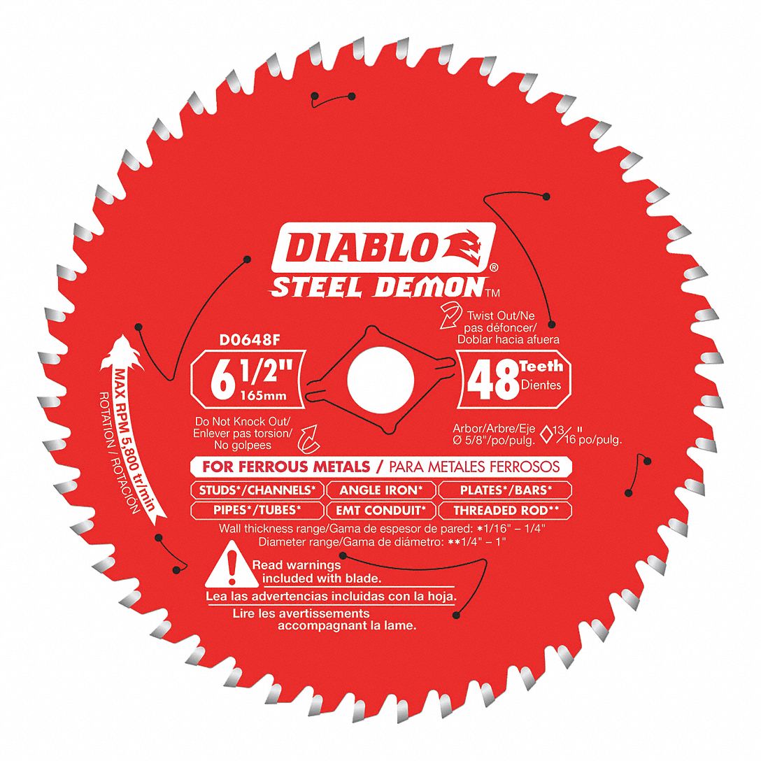DIABLO Circular Saw Blade, Ferrous Metals, Steel Materials Cut, 6 1/2