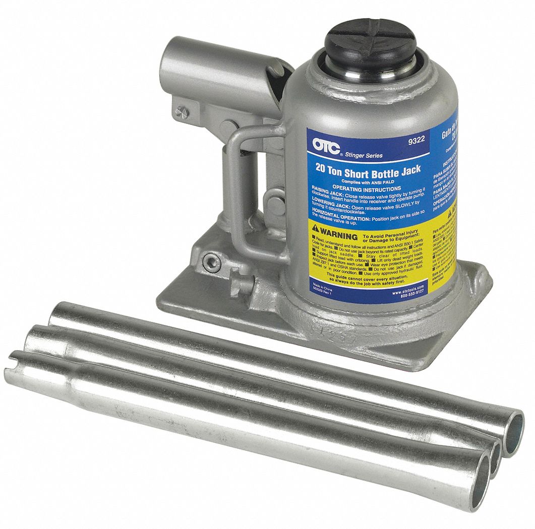 OTC 7 in x 4 11/16 in Hydraulic Steel Bottle Jack with 20 ton Lifting Capacity 52YA299322
