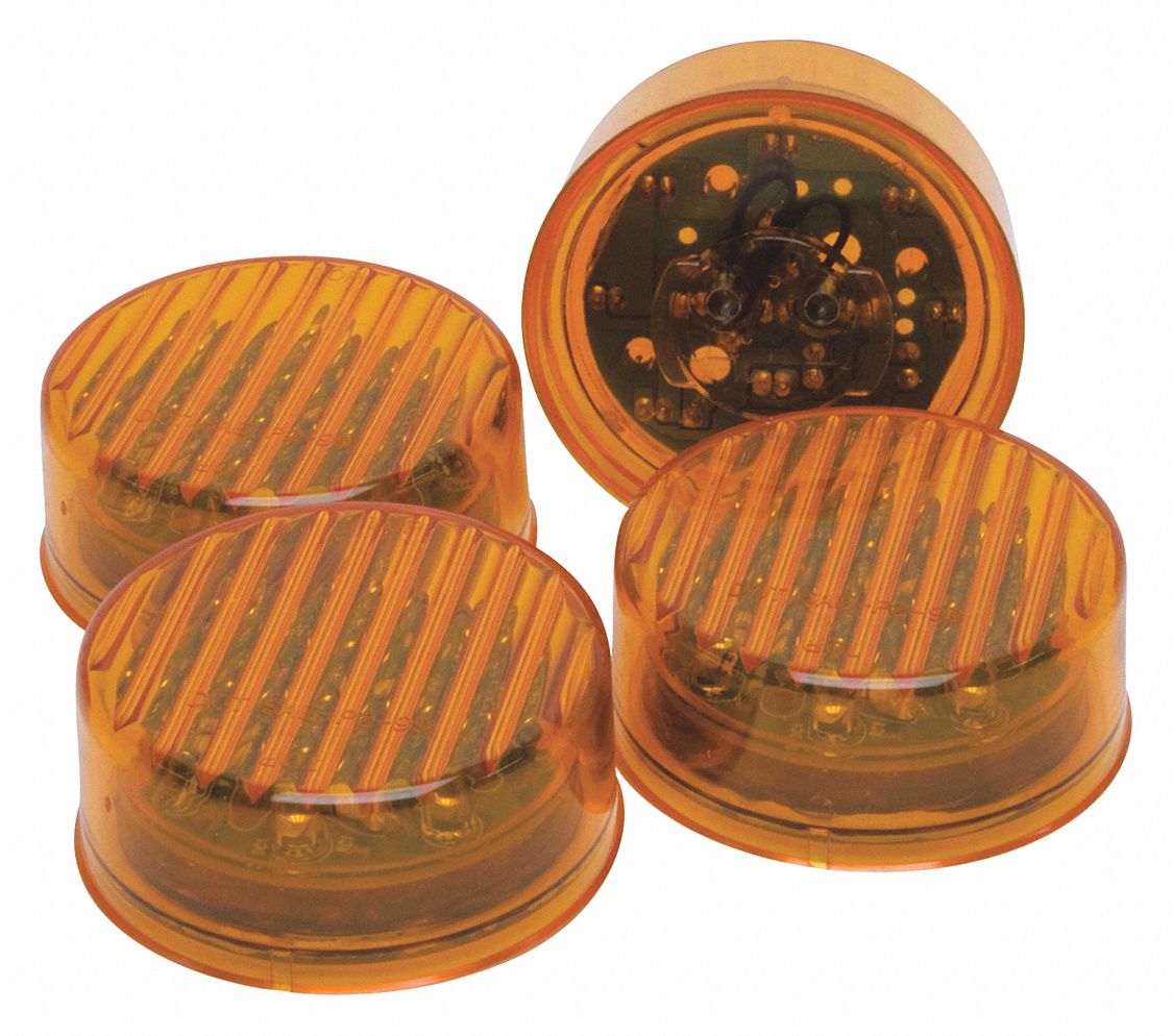 ROADPRO Amber Warning Light, Permanent, Round 52YG26RP1279A4P