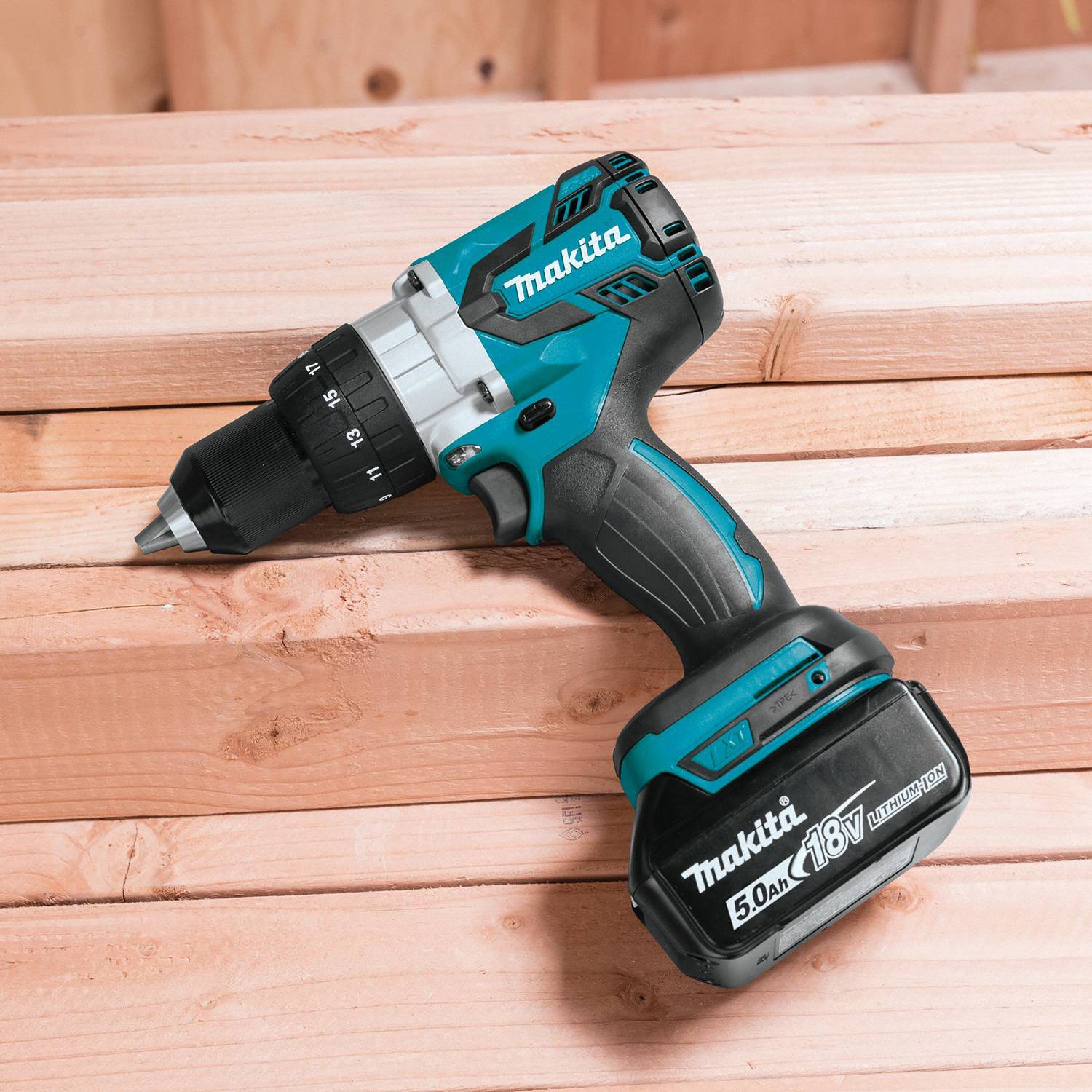 MAKITA Drill Kit, Cordless, 0 inlb to 1,090 inlb, 1/2 in Chuck Size 52YX04XFD07T Grainger