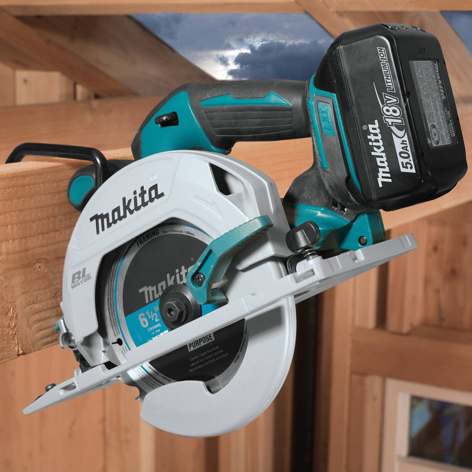 MAKITA Circular Saw, 6 1/2 in Blade Dia., Left Blade Side, Bevel Angle