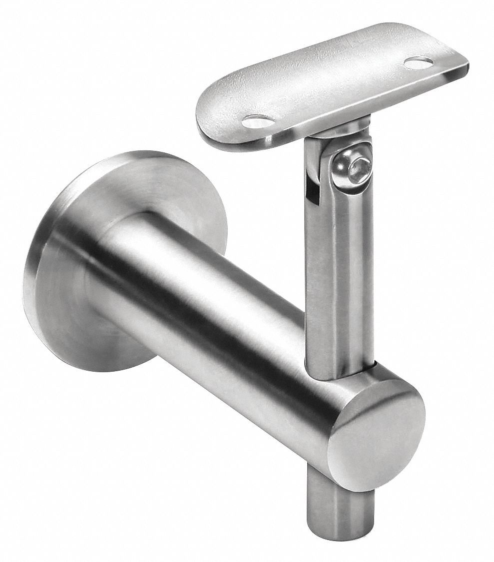 LAVI 316 3"L Stainless Steel Adjustable Bracket, Silver; Round Handrail