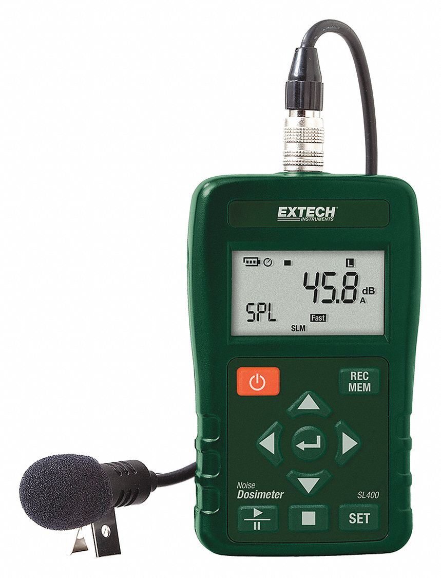 EXTECH Noise Dosimeter, LCD, 30 to 130 dB Range 52ZK78SL400 Grainger