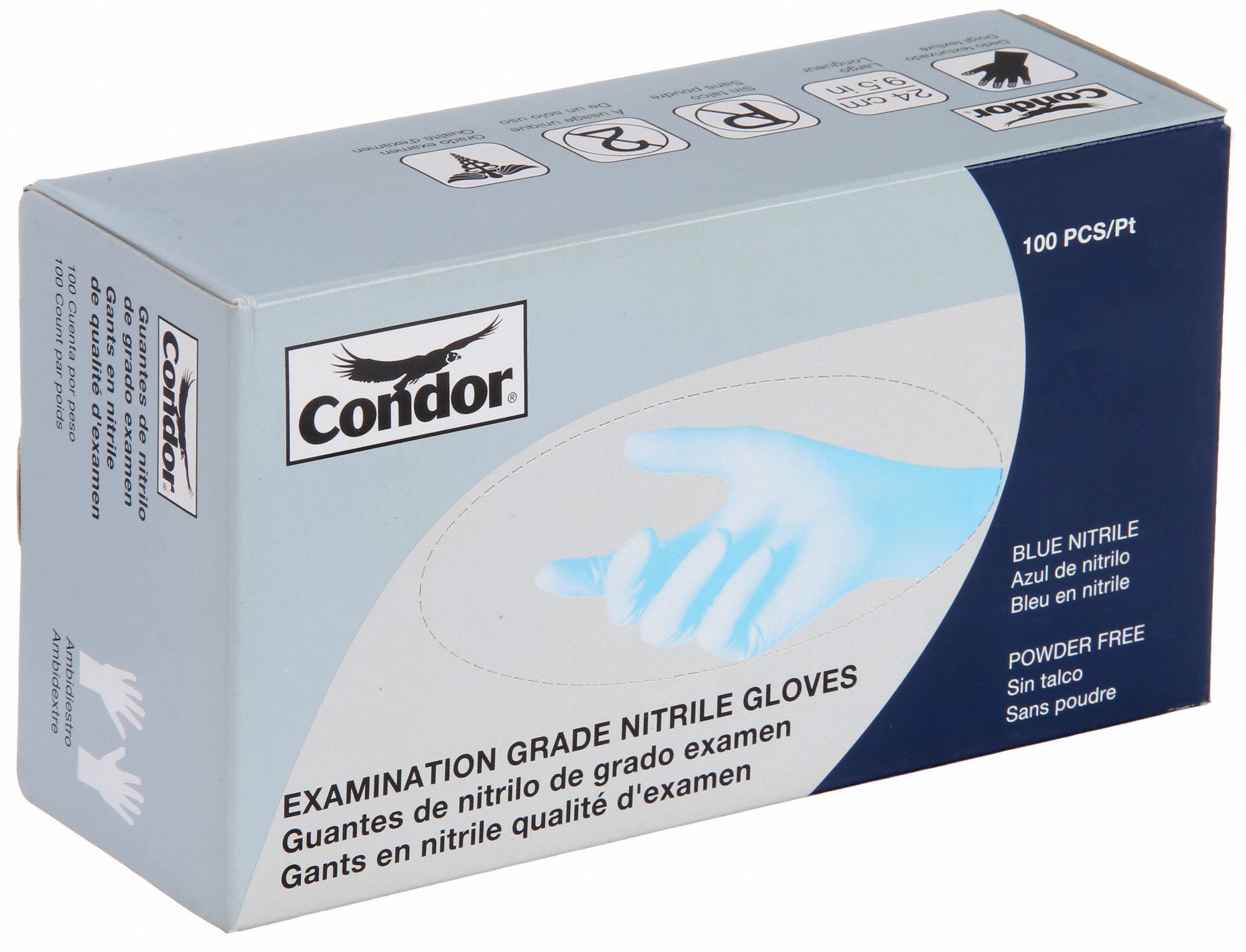 CONDOR Disposable Gloves MedicalGrade, XL ( 10 ), 3 mil, PowderFree