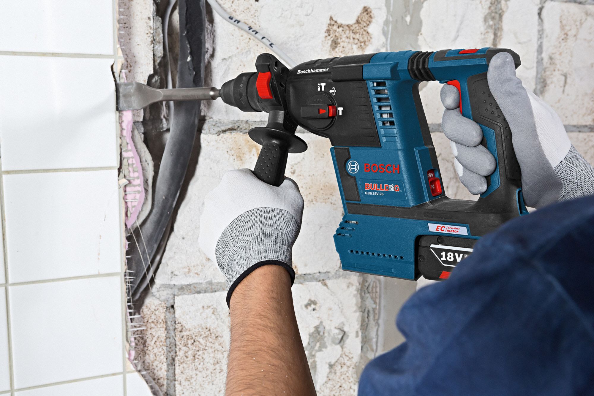 BOSCH Cordless Rotary Hammer, 18.0 V Voltage, 0 to 4350 Blows per