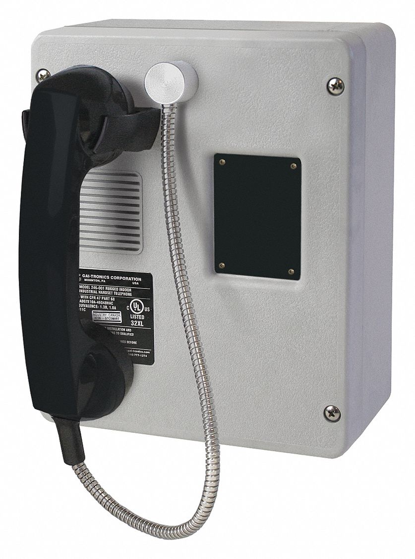 HUBBELL GAITRONICS Analog Autodial Telephone, Gray, Voicemail No