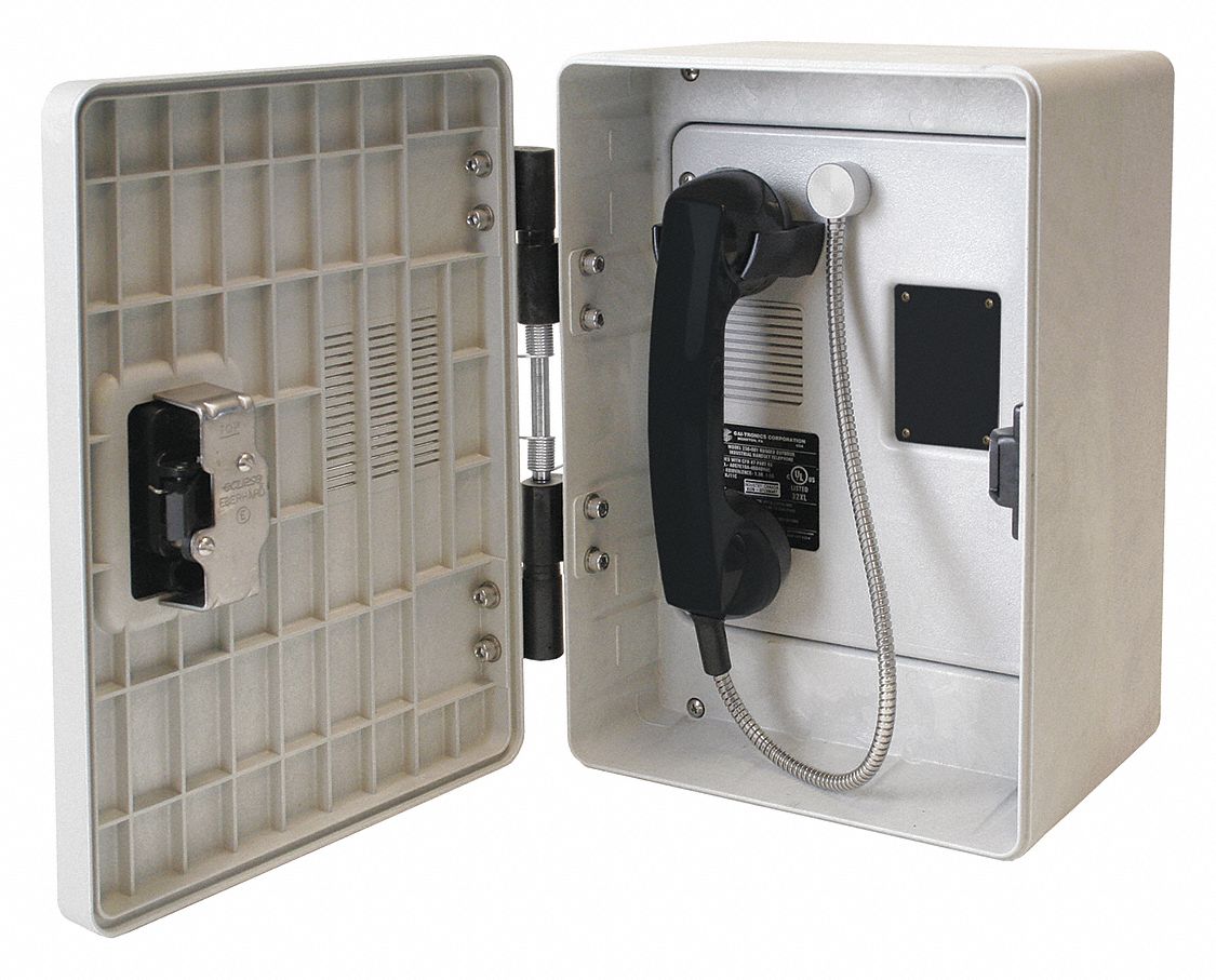 HUBBELL GAITRONICS Analog Autodial Telephone, Gray, Voicemail No