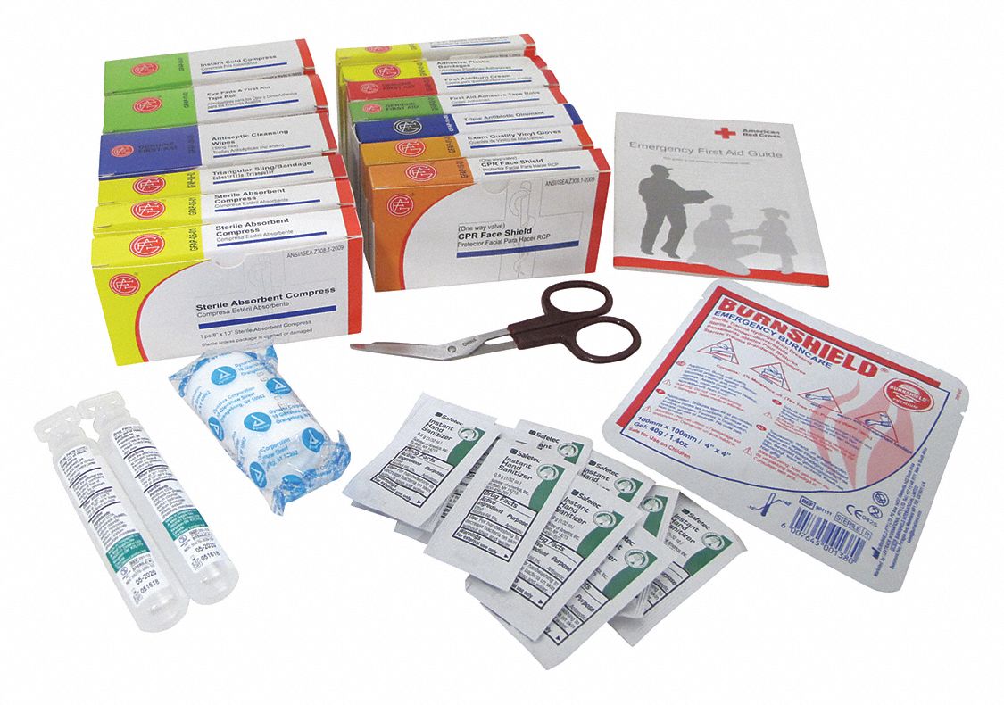 GRAINGER APPROVED First Aid Kit Refill, Refill, Cardboard, Industrial