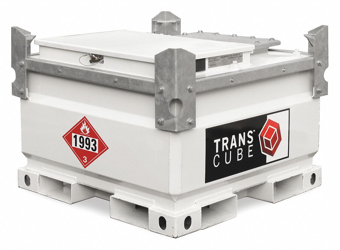 TRANSCUBE White Square Gas/Diesel Fuel Tank, 132 gal. Capacity, 11