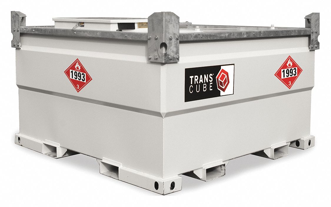 TRANSCUBE White Square Gas/Diesel Fuel Tank, 1242 gal. Capacity, 11