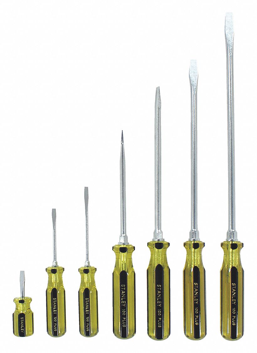 STANLEY, 7 Pieces, Slotted/Square Tip, Tip Screwdriver Set