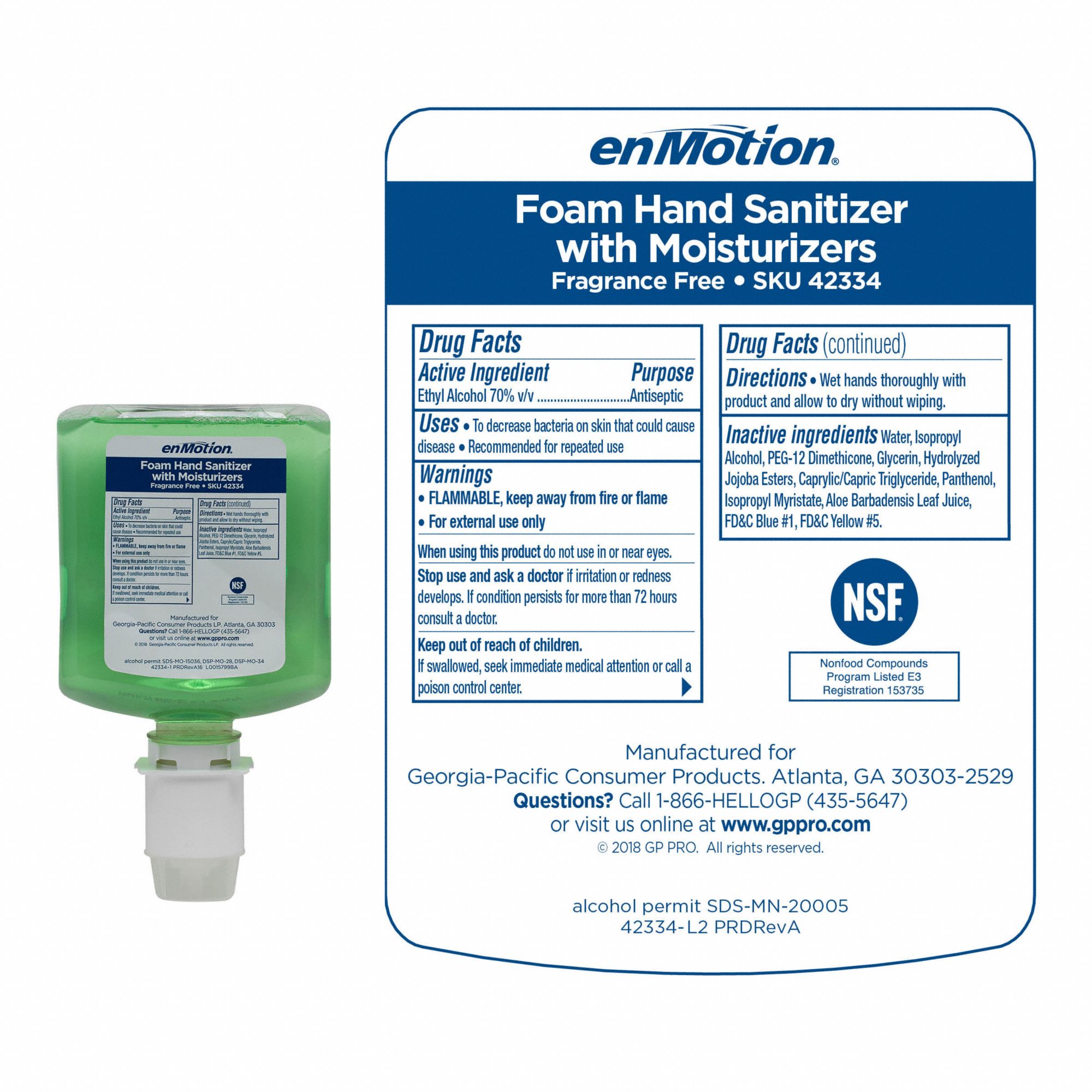 Hand Sanitizer, 1,000 mL, Cartridge, Foam, enMotion(R