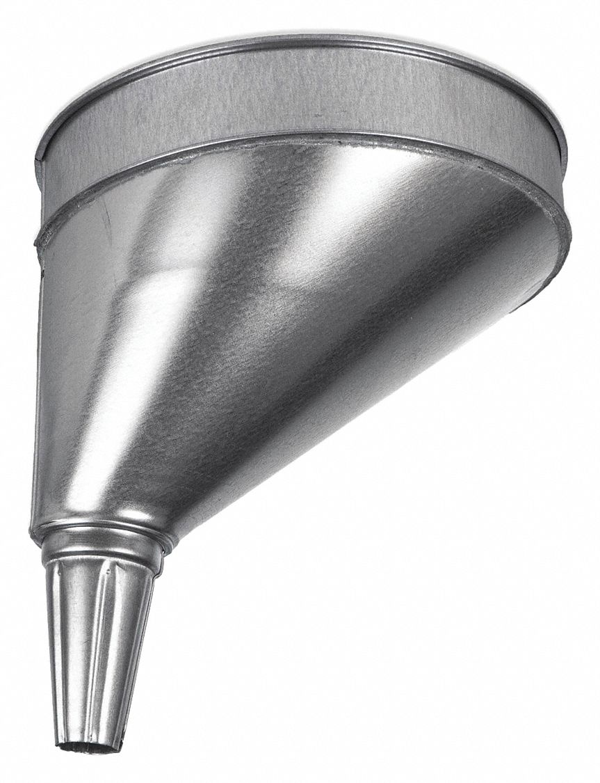 FUNNEL KING Galvanized Offset Funnel, Steel, 6 qt Total Capacity, 11 5/