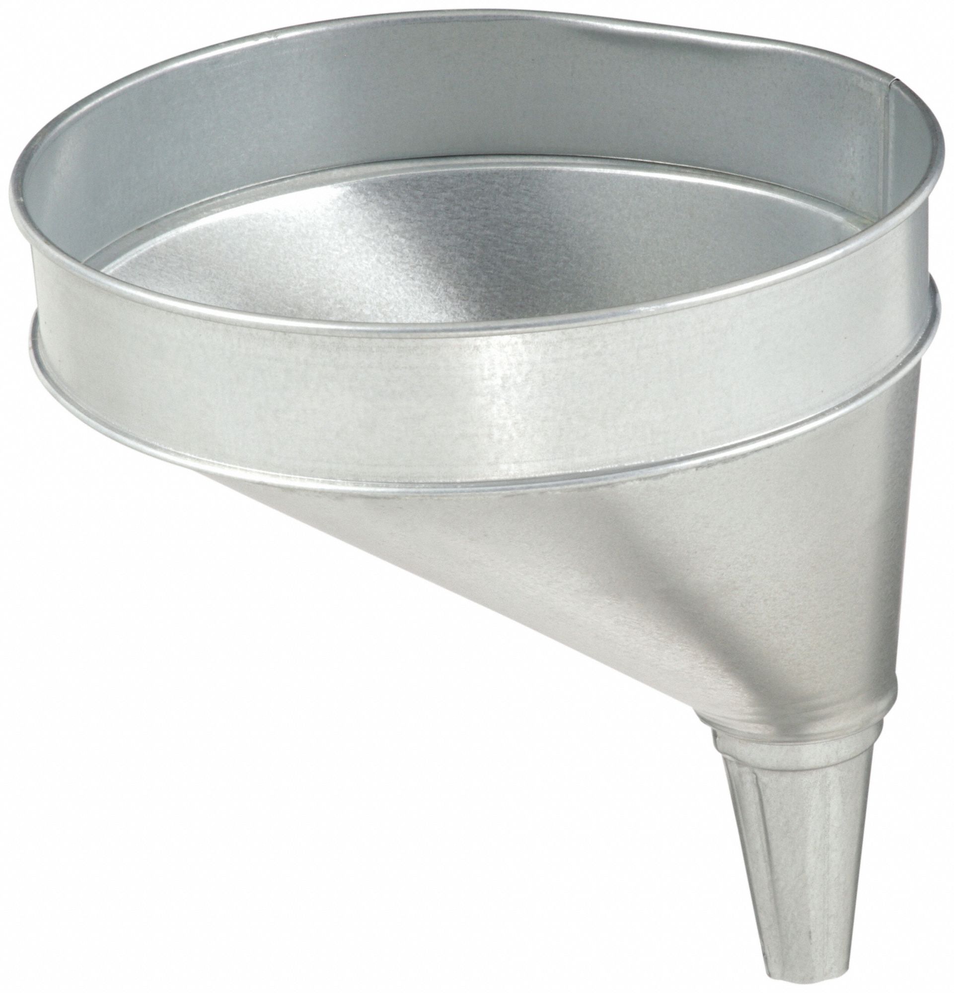 Steel, 192 fl oz Fluid Capacity, Galvanized Offset Spout Funnel