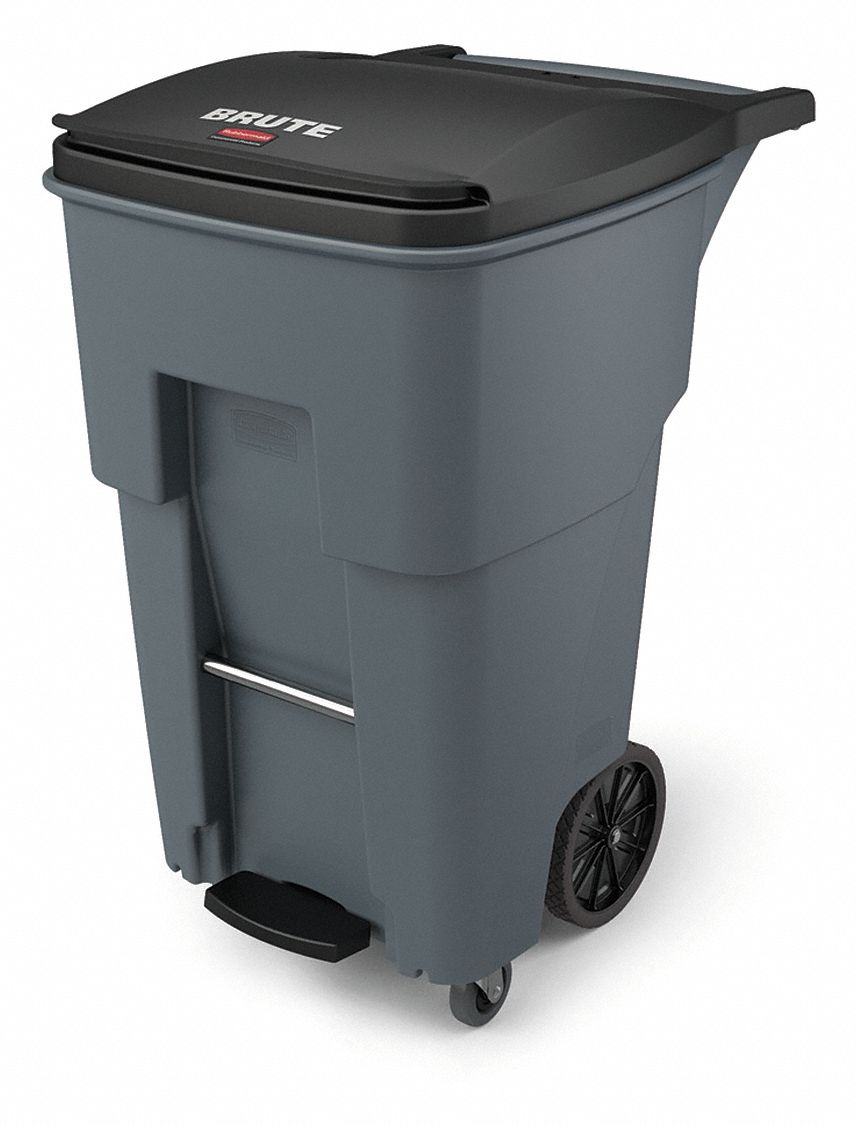 RUBBERMAID COMMERCIAL PRODUCTS, BRUTE(R), Gray, Rollout Trash Can