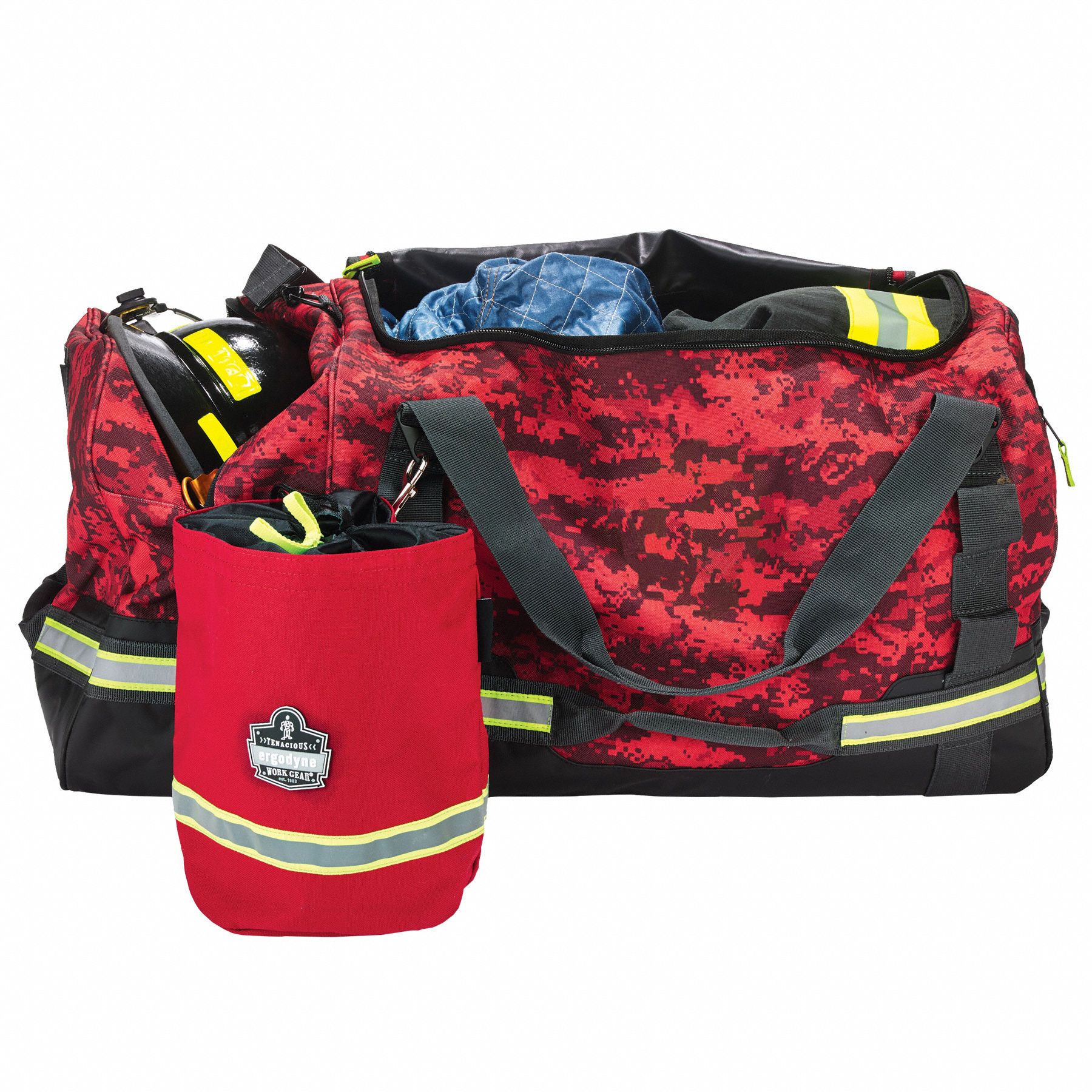 ERGODYNE Red Fire/Safety Gear Bag, Polyester, 7,688 cu in Storage