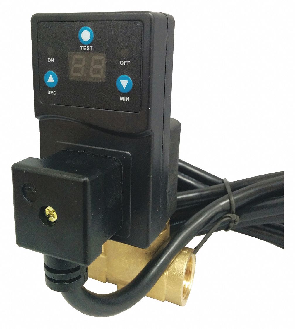 SPEEDAIRE 1/2" NPT, 115V, Brass Timed Electric Auto Drain Valve