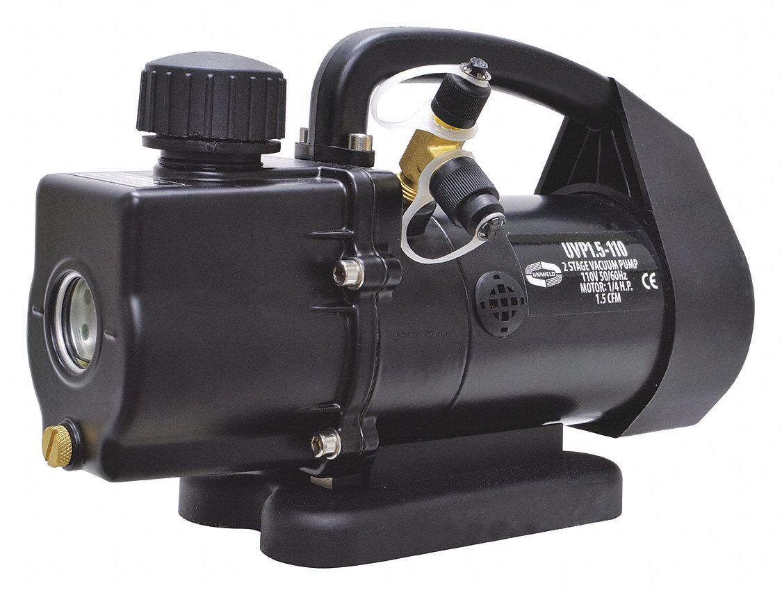 UNIWELD, 1.4 cfm Displacement, 1/4 hp HP, Refrigerant Evacuation Pump