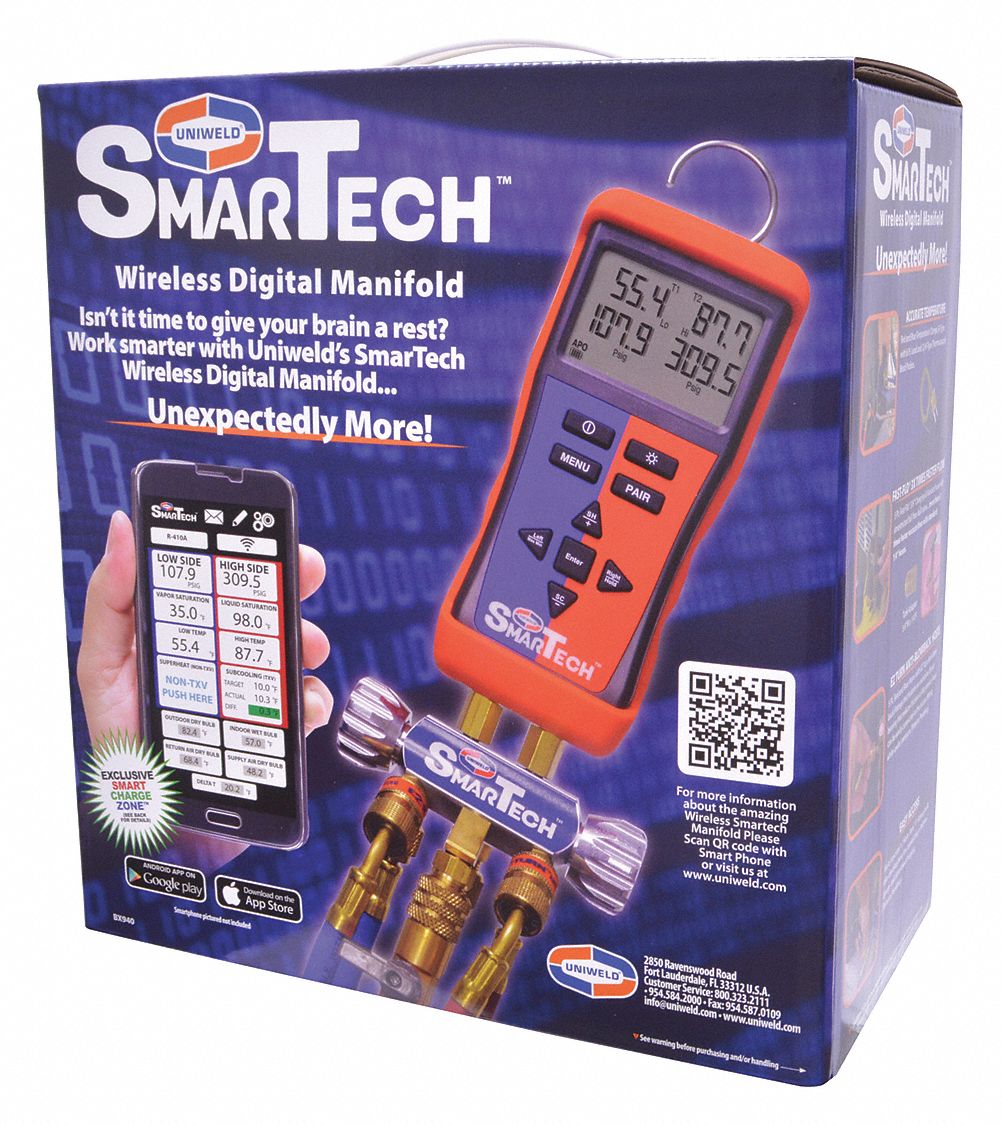 UNIWELD, Digital Manifold Gauge Set, 2 Valves, Digital Manifold Gauge