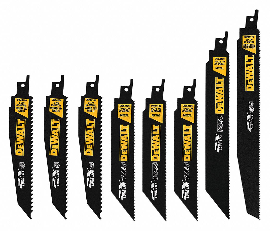 DEWALT, 6, 7, 10 Teeth per Inch, 6 in_8 in_9 in Ht, Reciprocating Saw