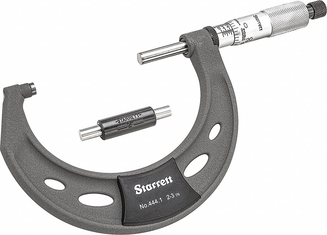 STARRETT, Inch, 2 in to 3 in Range, Mechanical Outside Micrometer