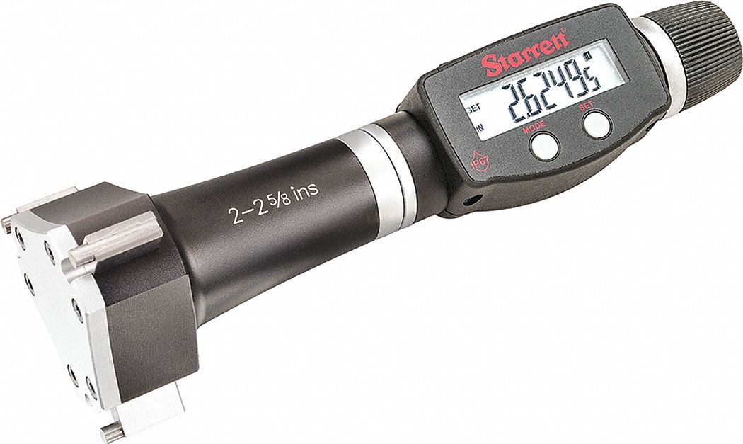 STARRETT Internal Micrometer, 2 to 25/8 Measuring Range (In.), 0.00005