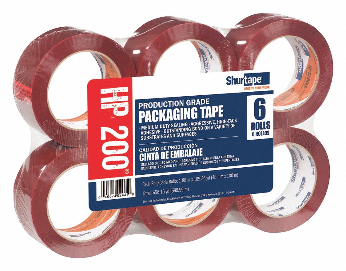 SHURTAPE Packaging Tape, Red, Rubber Tape Adhesive, Tape Application