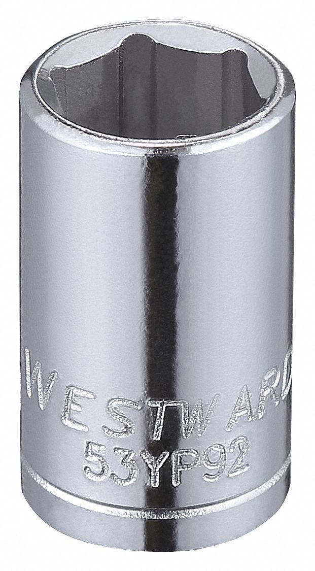 WESTWARD 9mm Alloy Steel Socket with 1/4" Drive Size and Full Polished