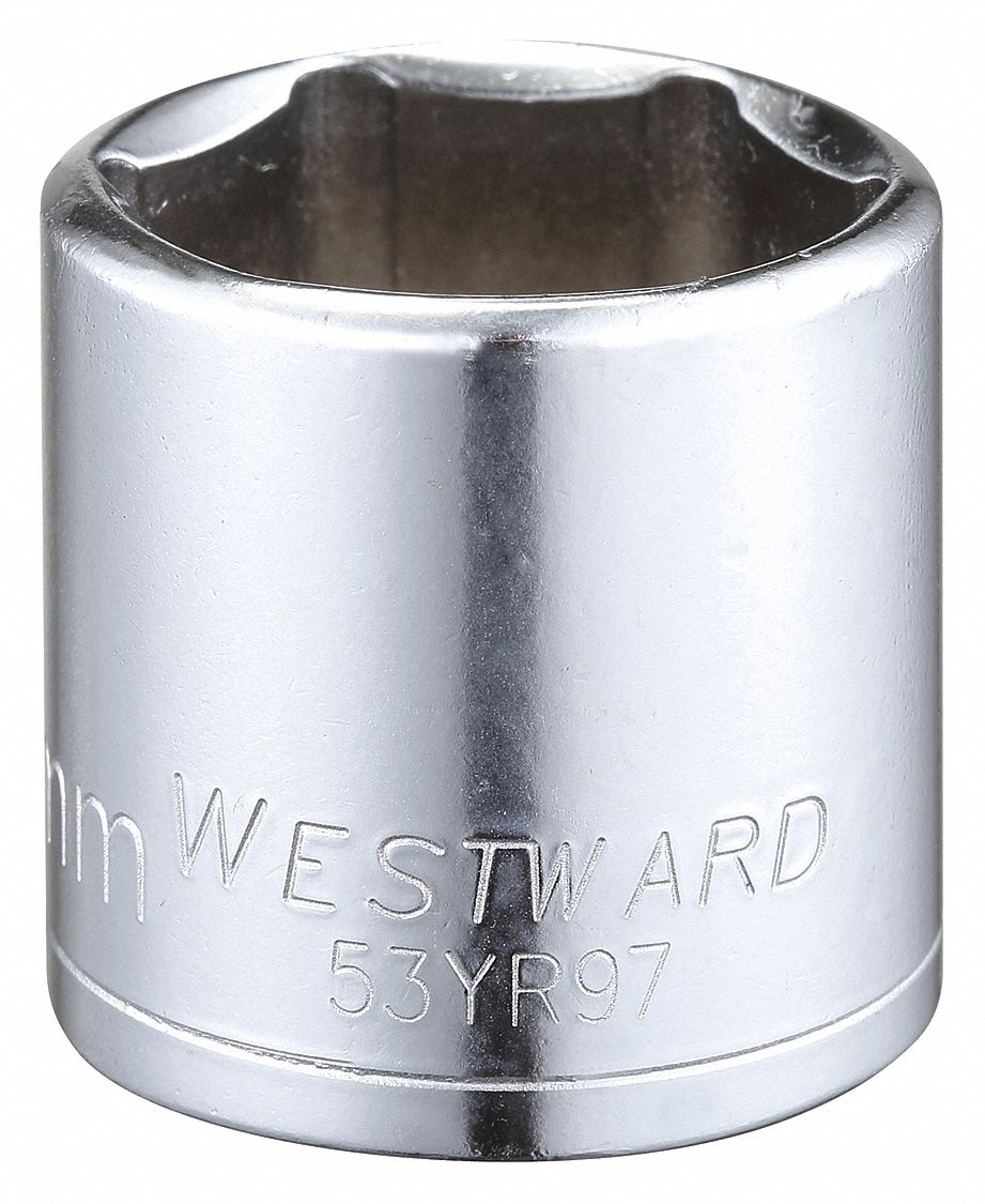 WESTWARD Socket, 3/8 in Drive Size, 25 mm Socket Size, 6-Point, Alloy