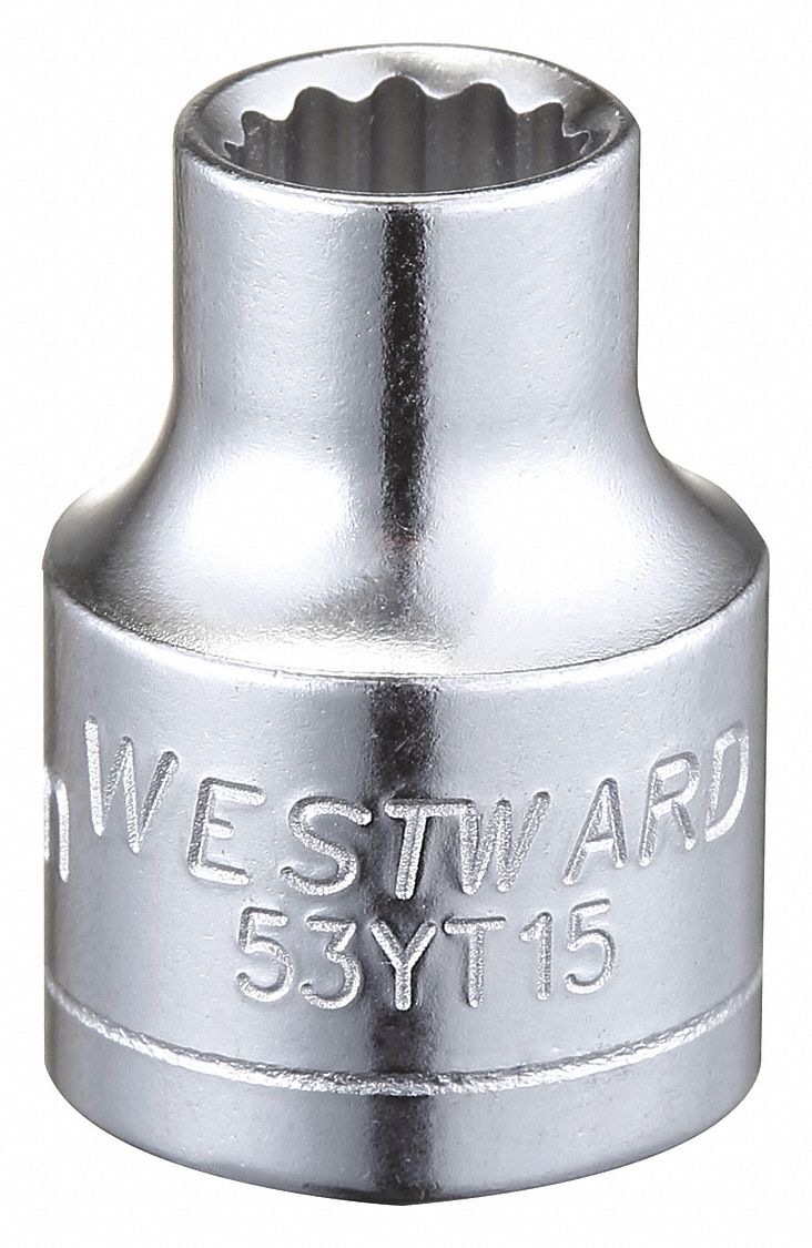 WESTWARD Socket, 3/8 in Drive Size, 7 mm Socket Size, 12-Point, Alloy