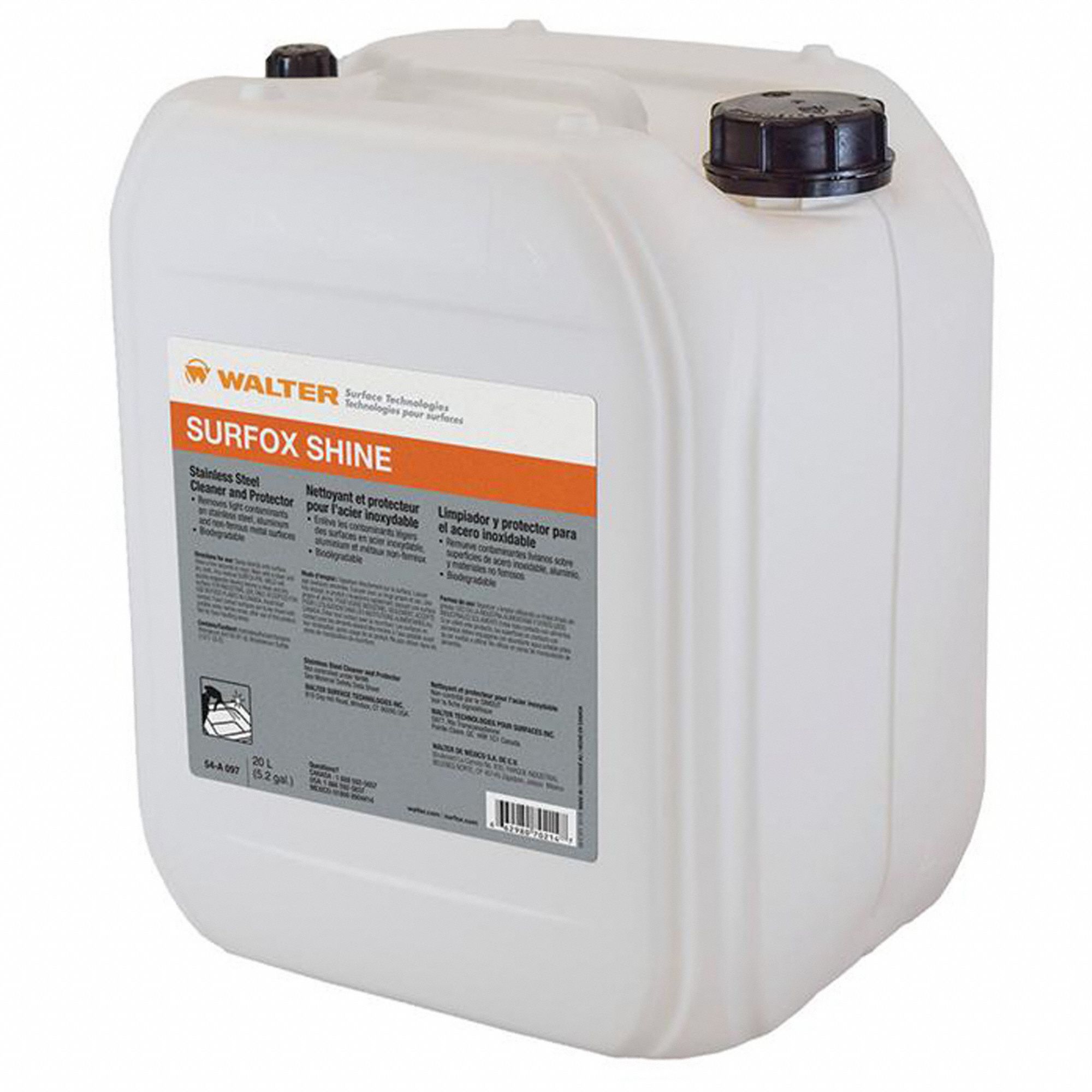 WALTER SURFACE TECHNOLOGIES Stainless Steel Cleaner 5.2 gal Size