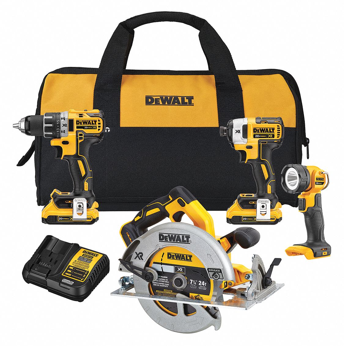 DEWALT, 20 V Volt, 4 Tools, Cordless Combination Kit 54DC96DCK483D2