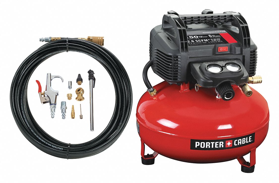 PORTER CABLE 0.8 HP, 120VAC, 6 gal. Portable Air Compressor, 150 psi