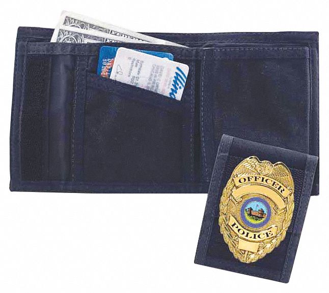 EMI Police Wallet/Badge Holder Black, Nylon, HookandLoop, 1/2 in Ht